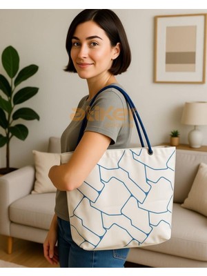 Atiker Dokuma Ham Bez Omuz Çantası 35X40 cm Ultra Lüks Baskılı - DOK011