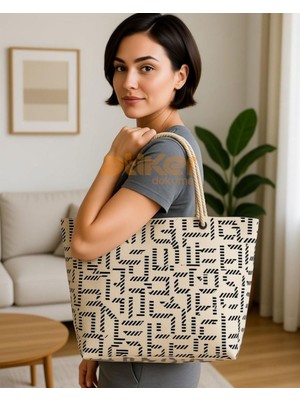 Atiker Dokuma Ham Bez Omuz Çantası 35X40 cm Ultra Lüks Baskılı - DOK017