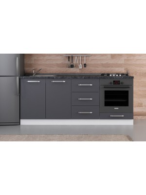 Minar 200 cm Mutfak Dolabı Beyaz Antrasit 200-A3-ALT Modül