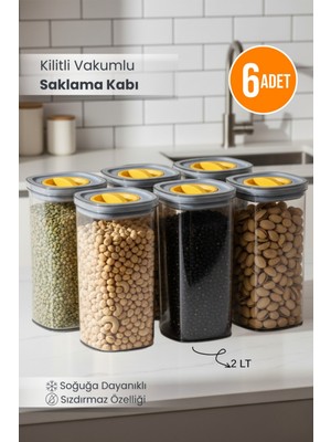 Orvila 6'lı Locko Kilitli Sızdırmaz Saklama Kabı Vakumlu Erzak Kabı 2l