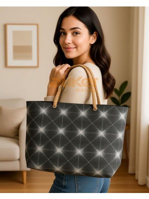 Atiker Dokuma Ham Bez Omuz Çantası 35X40 cm Ultra Lüks Baskılı - DOK013