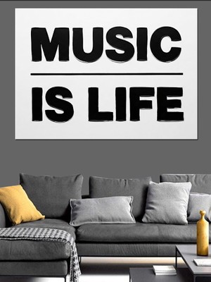 Karizma Tablo Music Is Life Posteri Dekoratif Kanvas - Mdf Ahşap Tablo