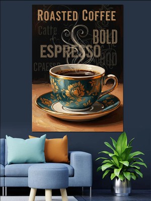 Karizma Tablo Sıcak Kahve Buharı Posteri Dekoratif Kanvas - Mdf Ahşap Tablo