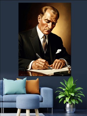 Karizma Tablo Masada Çalışan Atatürk Portresi Dekoratif Kanvas - Mdf Ahşap Tablo