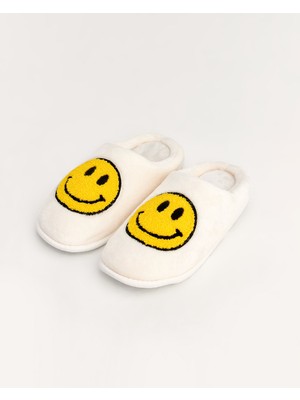 YUBİ - Gülen Yüz Emojili Kadın Ev Terliği