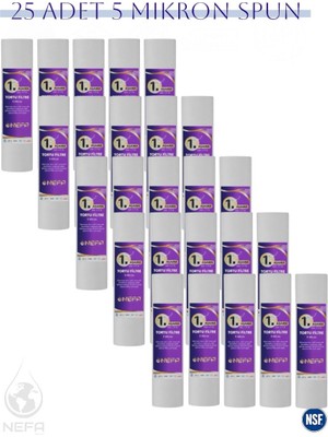 Nefa Su Arıtma 10'' 5 Micron 1. Aşama Spun Filtre (25 Adet)