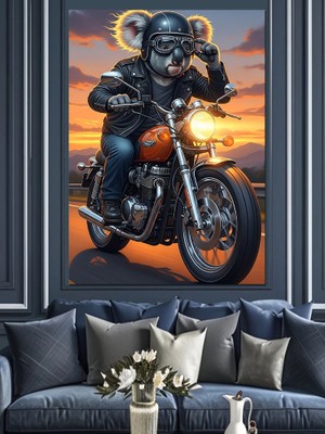 Karizma Tablo Motosiklet Süren Kuala Sürücü Dekoratif Kanvas - Mdf Ahşap Tablo