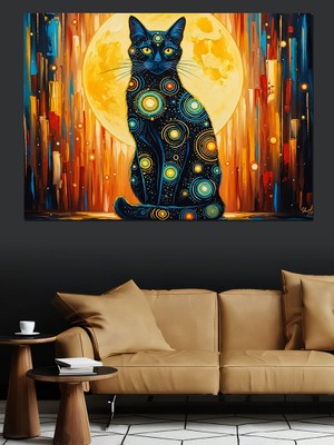 Karizma Tablo Van Gogh Tarzı Kedi Dekoratif Kanvas - Mdf Ahşap Tablo