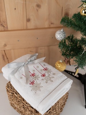 Baveno Home Pamuklu 2'li 45X70 cm Premium Nakışlı Modern Havlu & Havlu Seti Baveno