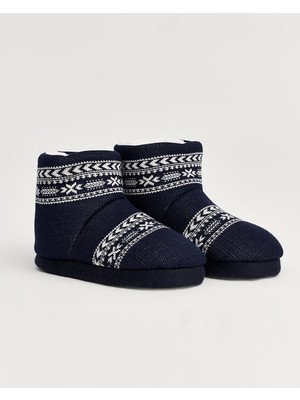 NOC - Etnik Desenli Lacivert Kadın Panduf