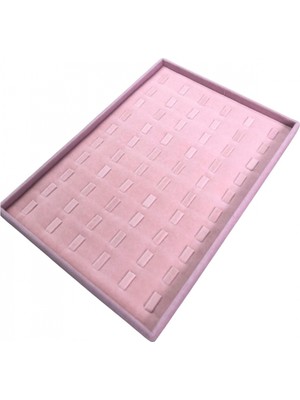 Özer Kutu Yüzük Tablası 60 Tırnaklı Pembe Süet  (25X35 Cm)