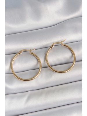Marsilyan 316 Çelik Gold Renk 27 mm Halka Model Kadın Küpe