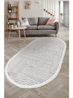 Dekozer Revna Oval Halı | Yıkanabilir, Kaymaz Taban, Modern Salon ve Mutfak Halısı