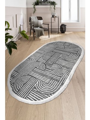 Dekozer Revna Oval Halı | Yıkanabilir, Kaymaz Taban, Modern Salon ve Mutfak Halısı
