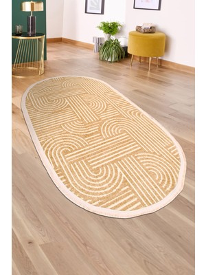 Dekozer Revna Oval Halı | Yıkanabilir, Kaymaz Taban, Modern Salon ve Mutfak Halısı