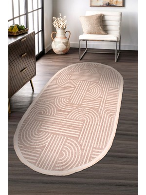 Dekozer Revna Oval Halı | Yıkanabilir, Kaymaz Taban, Modern Salon ve Mutfak Halısı