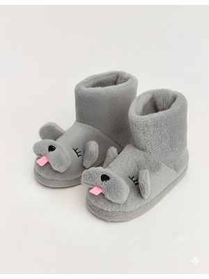 Chirpy FANT Kadın Panduf Köpek Figürüyle Eğlenceli Tasarım Düz Topuk Tekstil