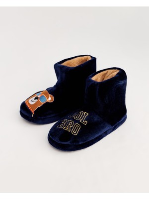 COOL BRO - Ayı Figürlü Lacivert Erkek Panduf