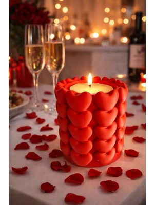 Öztürk Organizasyon Kalp Dekorlu Kırmızı Mumluk