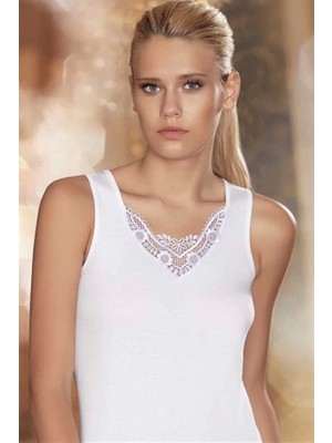 Marsilyan Şahinler Geniş Askılı Önü Güpürlü Ribana Atlet B011