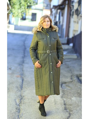 Glr & Gym Yaprak Kadın Kışlık Kapitone Haki Mont