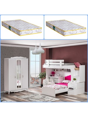 Setay Ranza, Su Ranza Karyola Masa 3 Kapaklı Dolap + 2 Adet Comfort Yatak