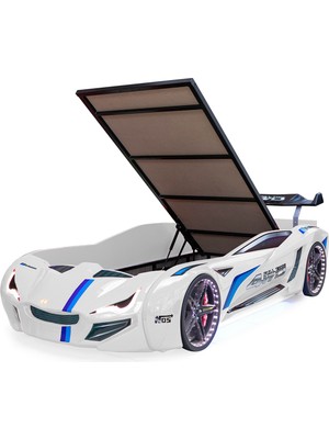 Setay Arabalı Yatak, Mercedes Full Ledli Rüzgarlıklı Bazalı Arabalı Yatak - Beyaz