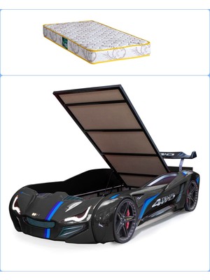 Setay Arabalı Yatak, Mercedes Rüzgarlıklı Bazalı Arabalı Yatak - Siyah + 1 Adet Comfort Yatak