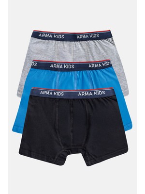 Arma Yıldız Erkek Çocuk Boxer 3'lü Paket Renkli, Pamuklu ve Likralı Esnek Kumaş