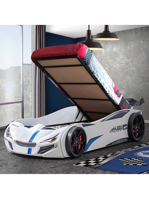 Setay Arabalı Yatak, Merso Bazalı Rüzgarlıklı Ledli Arabalı Yatak, Ledli - Beyaz