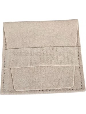 Özer Kutu Kadife (Kemerli)Süet Kese Krem 10 Adet 8x8 Boy Takı, Altın Kesesi