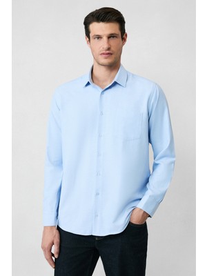 Kiğılı Uzun Kol Regular Fit Klasik Yaka Pamuklu Kolay Ütülenebilir Cepli Oxford 4 Mevsim Gömlek