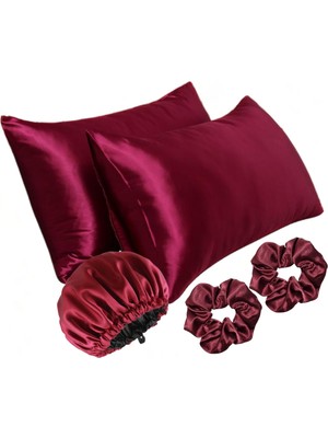 Ant Home Teks Premium Set Ikili Ipeksi Saten Yastık Kılıfı Toka ve Bone Kıvırcık Düz Dalgalı Saçlar