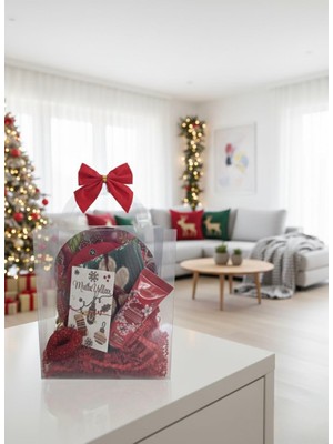 Glimmer Yılbaşı Özel Mutlu Yıllar Hediye Seti - Kırmızı Kurdeleli Şeffaf Çantalı Kişisel Bakım ve Aksesuar Paketi