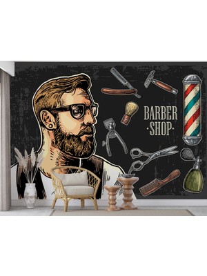 Grown Portre Stil Sakallı Erkek Modern Berber Duvar Kağıdı