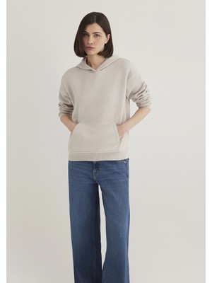 Mavi 167299-70074 Kapüşonlu Gri Basic Sweatshirt