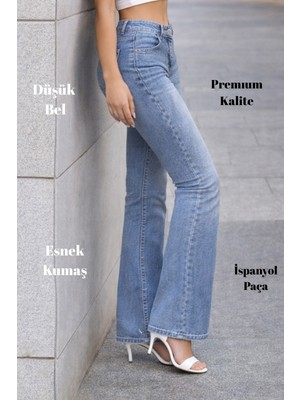 Cedy Denım Kadın 5 Cep Düşük Bel Ispanyol Paça Skinnyfit Esnek Jean Pantolon C619