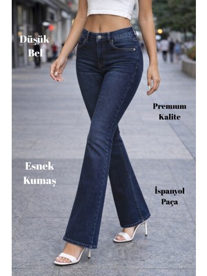 Cedy Denım Kadın 5 Cep Düşük Bel Ispanyol Paça Skinnyfit Esnek Jean Pantolon C619