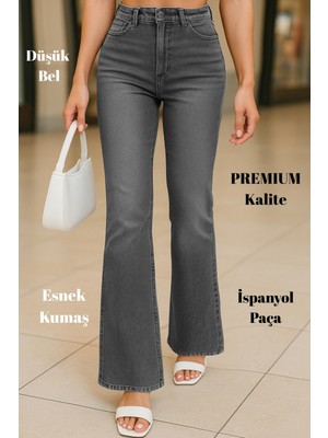 Cedy Denım Yüksek Kalite Kadın 5 Cep Düşük Bel Ispanyol Paça Skinnyfit Esnek Jean Pantolon C619