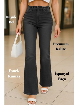 Cedy Denım Kadın 5 Cep Düşük Bel Ispanyol Paça Skinnyfit Esnek Jean Pantolon C619