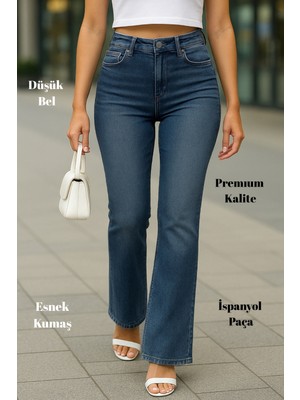 Cedy Denım Yüksek Kalite Kadın 5 Cep Düşük Bel Ispanyol Paça Skinnyfit Esnek Jean Pantolon C619