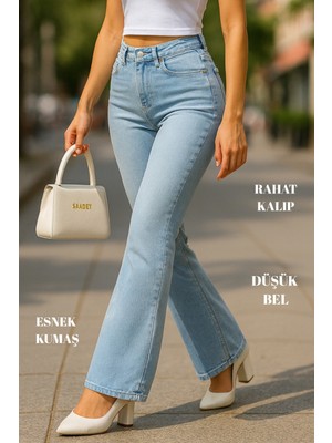 Cedy Denım Kadın 5 Cep Düşük Bel Ispanyol Paça Skinnyfit Esnek Jean Pantolon C619