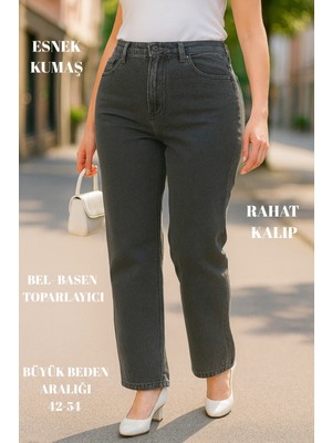 Cedy Denım - Kadın Büyük Benden Boru Paça Yüksek Bel Regular Fit Likralı Pantolon  C626