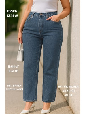 Cedy Denım - Kadın Büyük Benden Boru Paça Yüksek Bel Regular Fit Likralı Pantolon  C626
