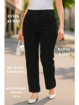 Cedy Denım - Kadın Büyük Benden Boru Paça Yüksek Bel Regular Fit Likralı Pantolon  C626