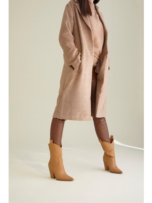 Ayakkabı Prensi Becky Taba Mat 9 cm Kadın Bot & Bootie, Topuklu Ayakkabı