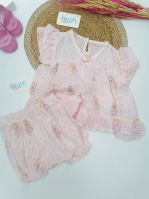 Genel Balerin Tavşan Fistolu Müslin 2'li Takım Pembe - 6 Ay