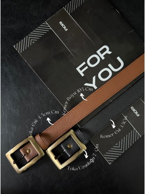 Fiori 2'li Antik Kare Gold Tokalı Kadın Pantolon Kemeri, Ceket Kemeri, Elbise Kemeri, Gömlek Kemeri