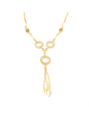 Altın Kaplama Burgu Zincirli Üç Çeyrek Çerçeveli Kolye KLY-668