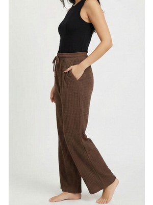 Morro Kadın Buble Kumaş Pijama Altı Beli Lastikli Ipli Bağcıklı Dokulu Rahat Kesim Ev Giyim Eşofman Altı